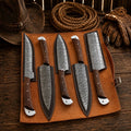 Damascus Chef Knife Set – 5 Piece Rosewood Handle Collection