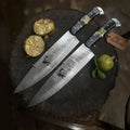 Handmade Damascus Chef Knife Set of 2-Piece Stainless Damascus Kitchen Knives with Blue Resin Handles
