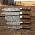 5-piece Damascus Cleaver Nakiri Chef Knife Set with Pakka Wood Handles