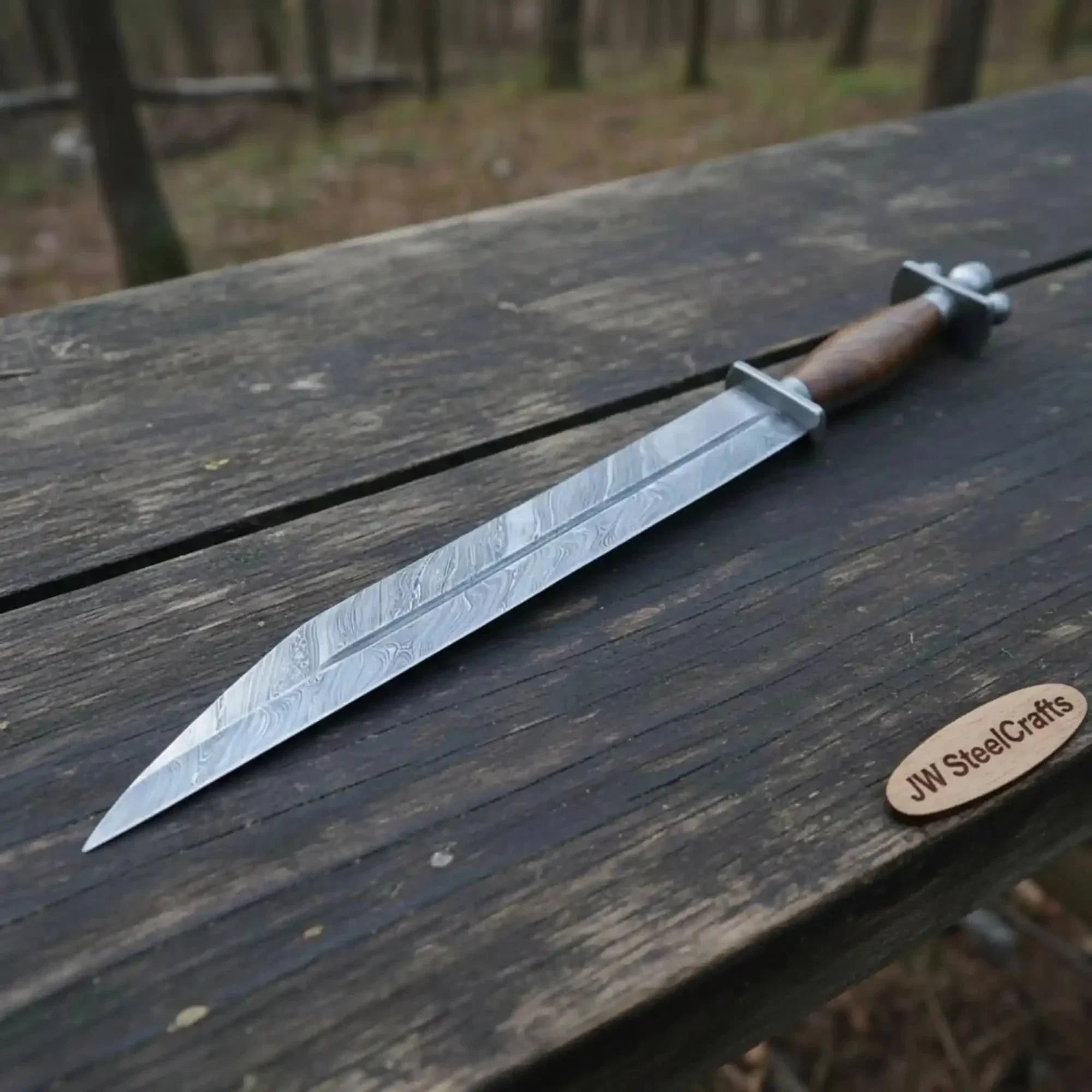 Norseman's Gladius Seax 16" Handmade Full Damascus Steel Langseax Blade