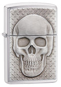 Zippo Skull With Brain Surprise, Brushed Chrome Lighter #29818