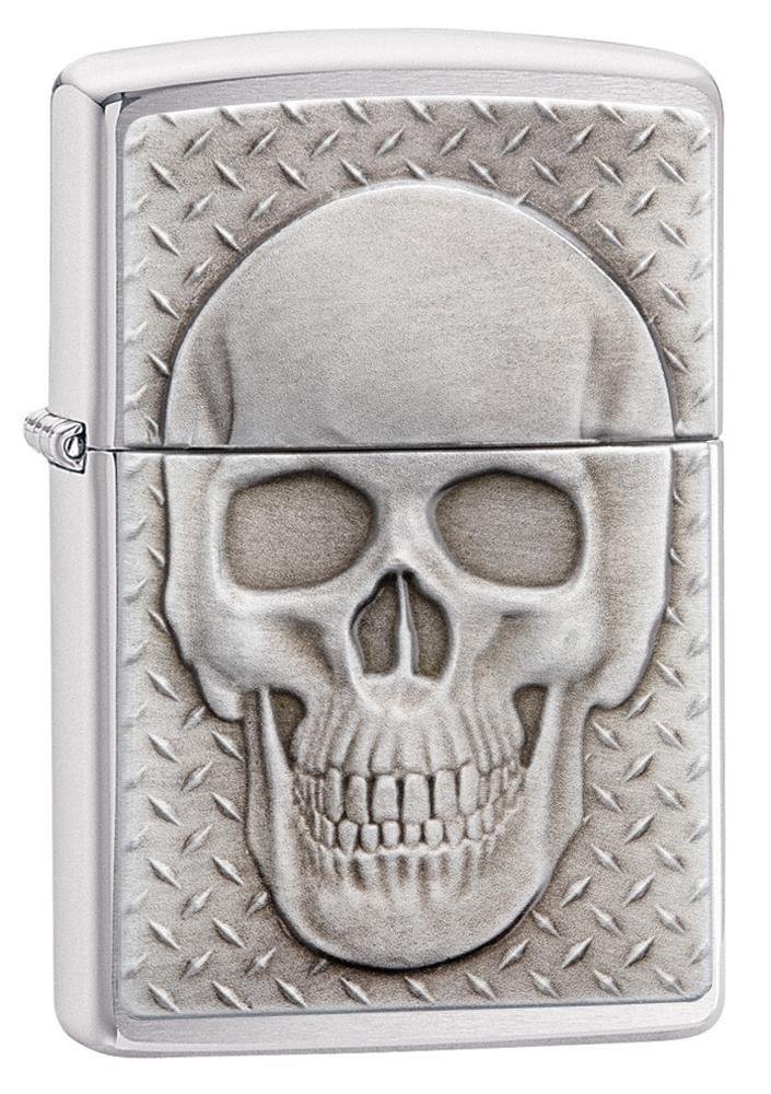 Zippo Skull With Brain Surprise, Brushed Chrome Lighter #29818