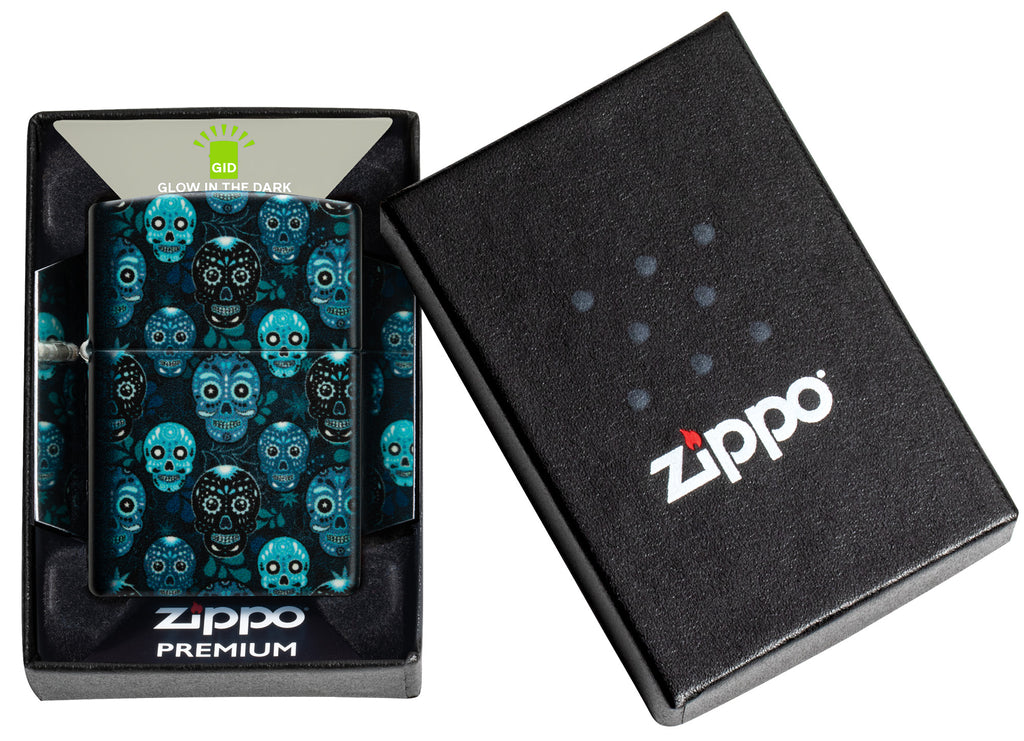 Zippo Sugar Skulls 540°, Glow-in-the-Dark Lighter #46017