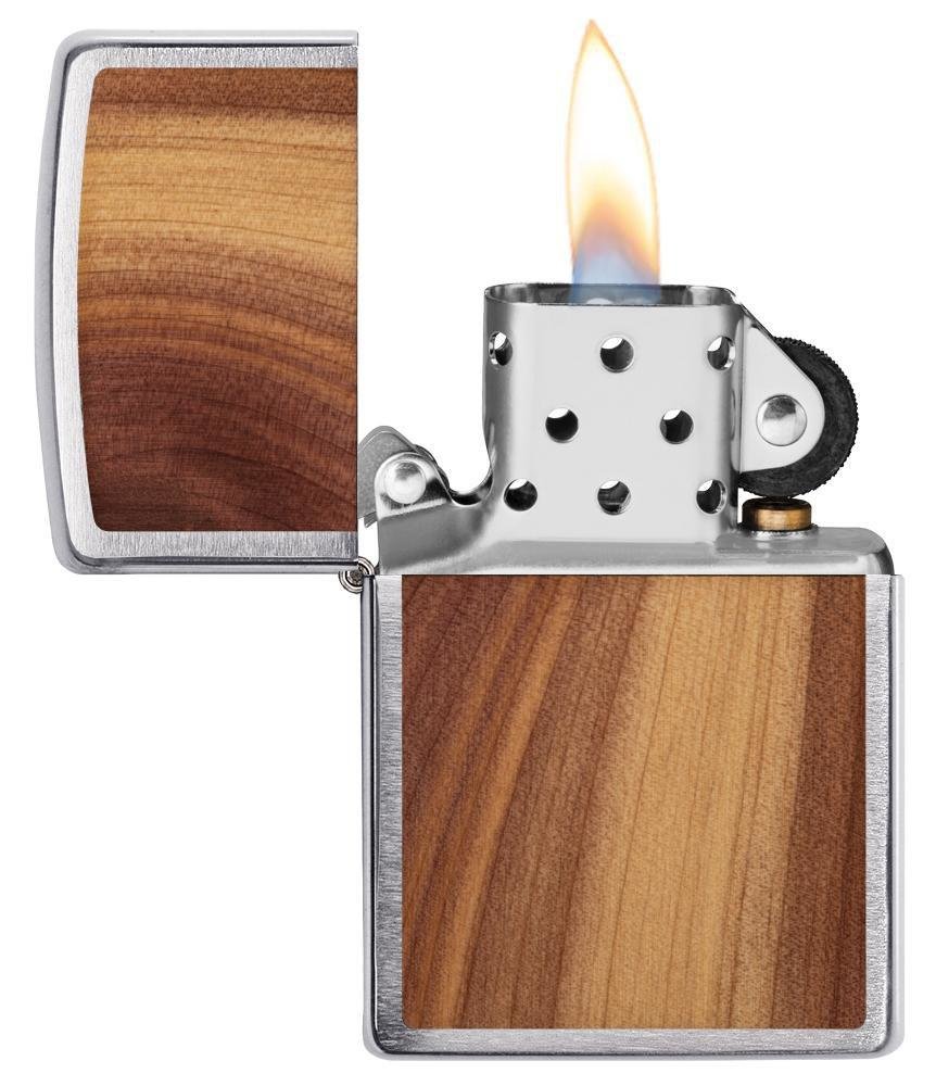 Zippo WOODCHUCK USA Cedar 100% Real Wood, Brushed Chrome Lighter #29900
