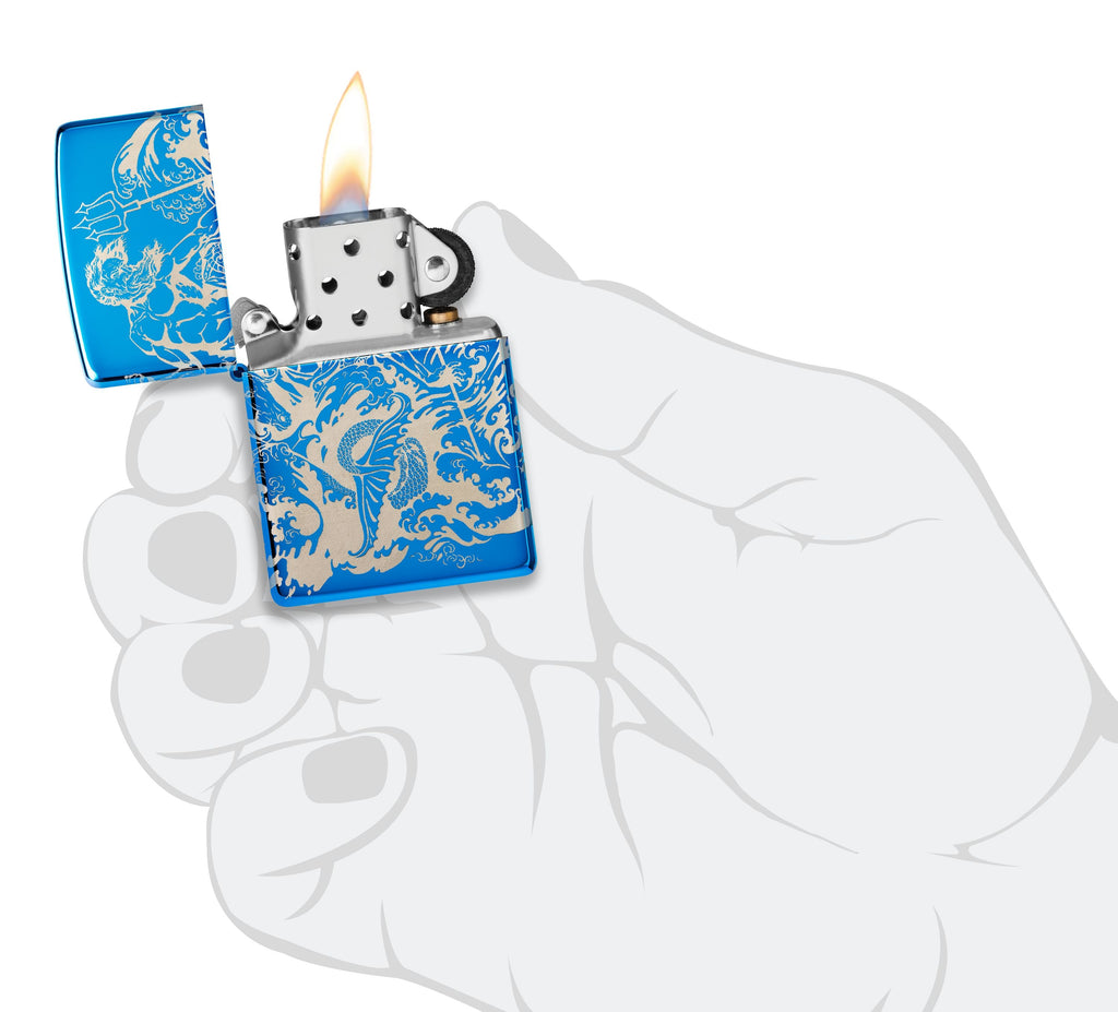 Zippo Brawling Titans Photo Image 360°, High Polish Blue Lighter #48787