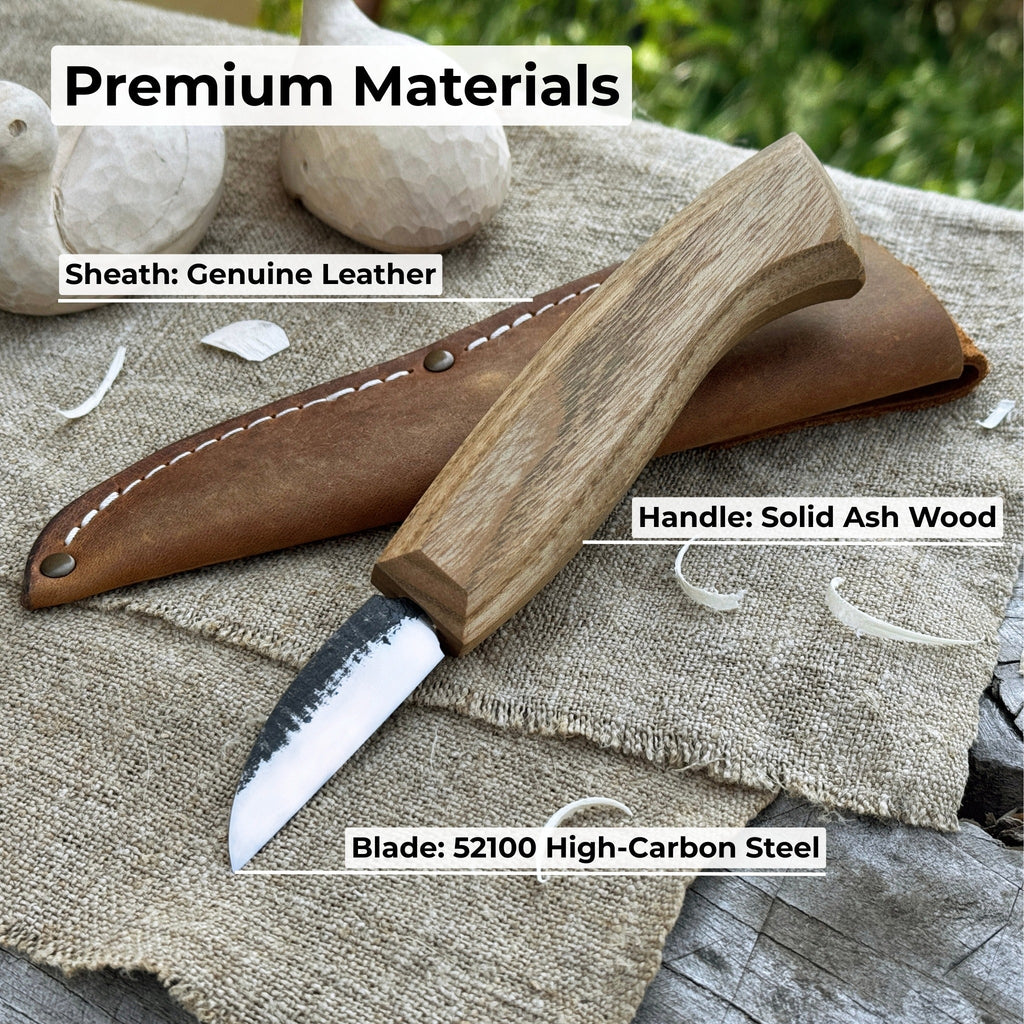 Detail Wood Carving Knife with Leather Sheath, Blade 5 cm (1.97 inches)