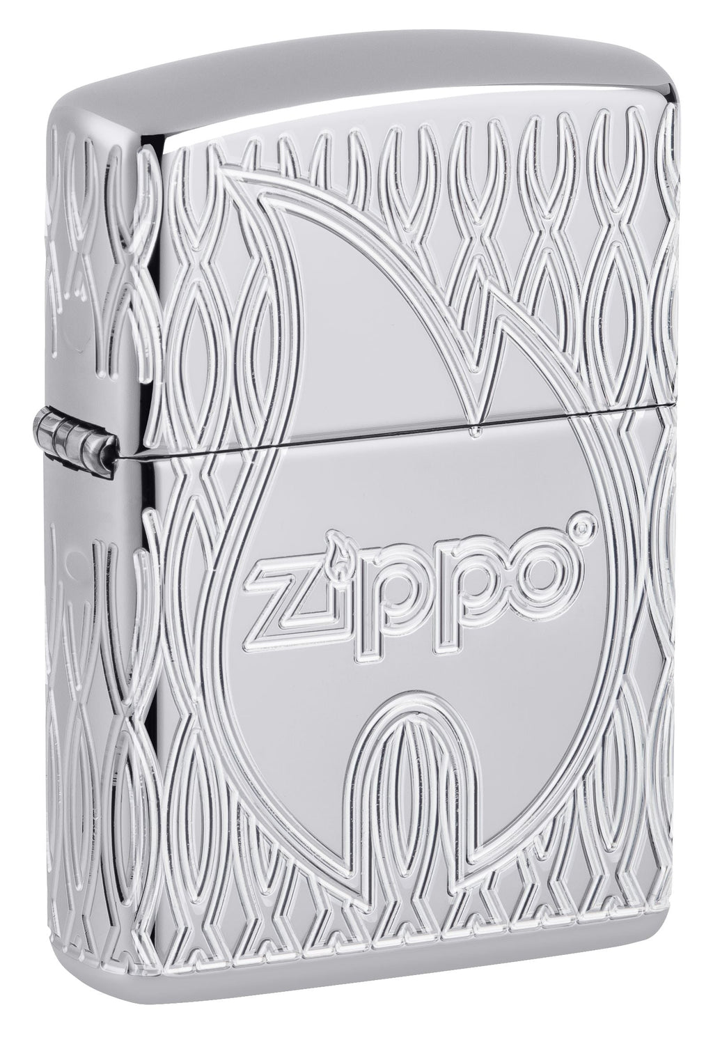 Zippo Armor Flame Logo, High Polish Chrome Lighter #48838