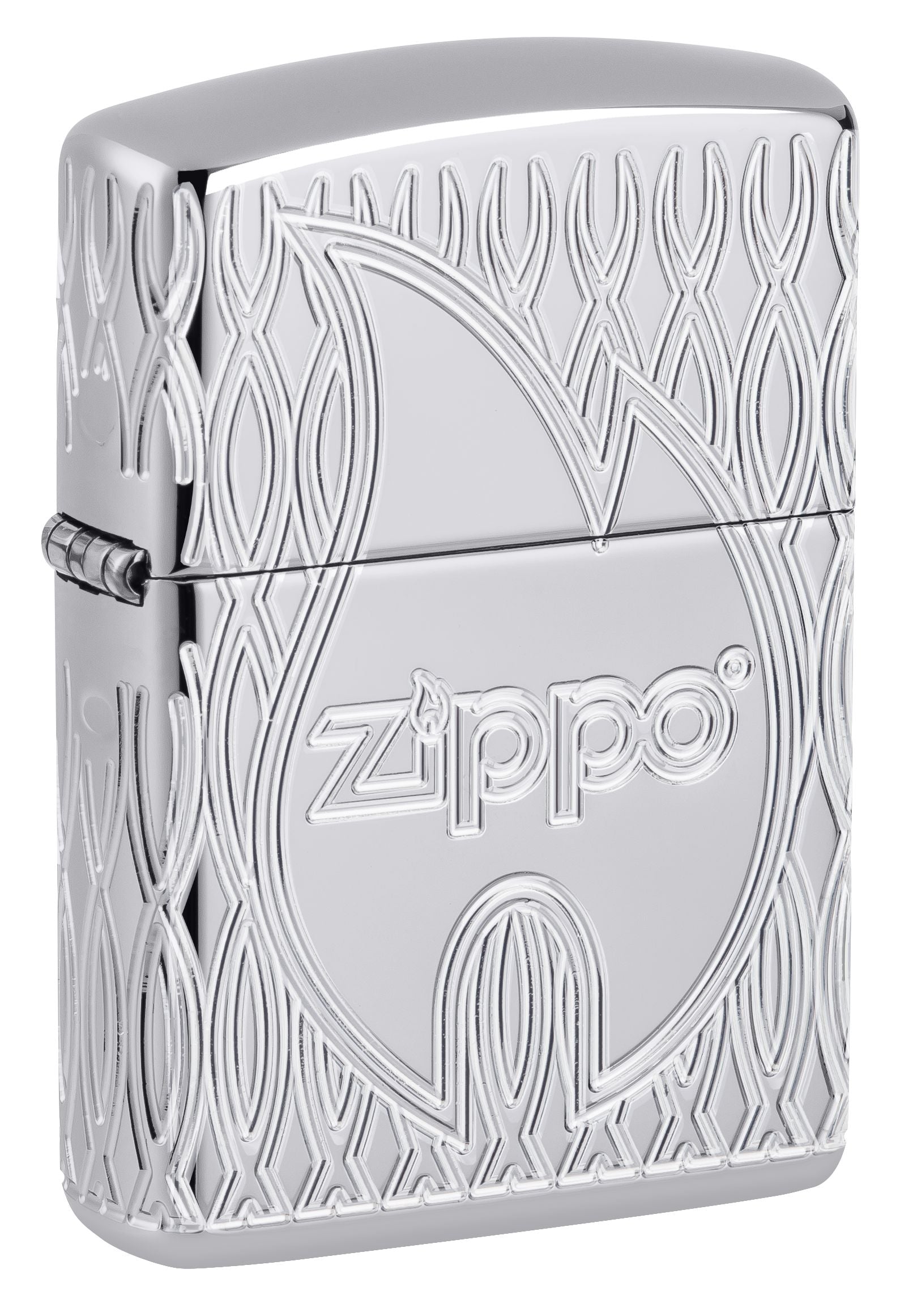 Zippo Armor Flame Logo, High Polish Chrome Lighter #48838