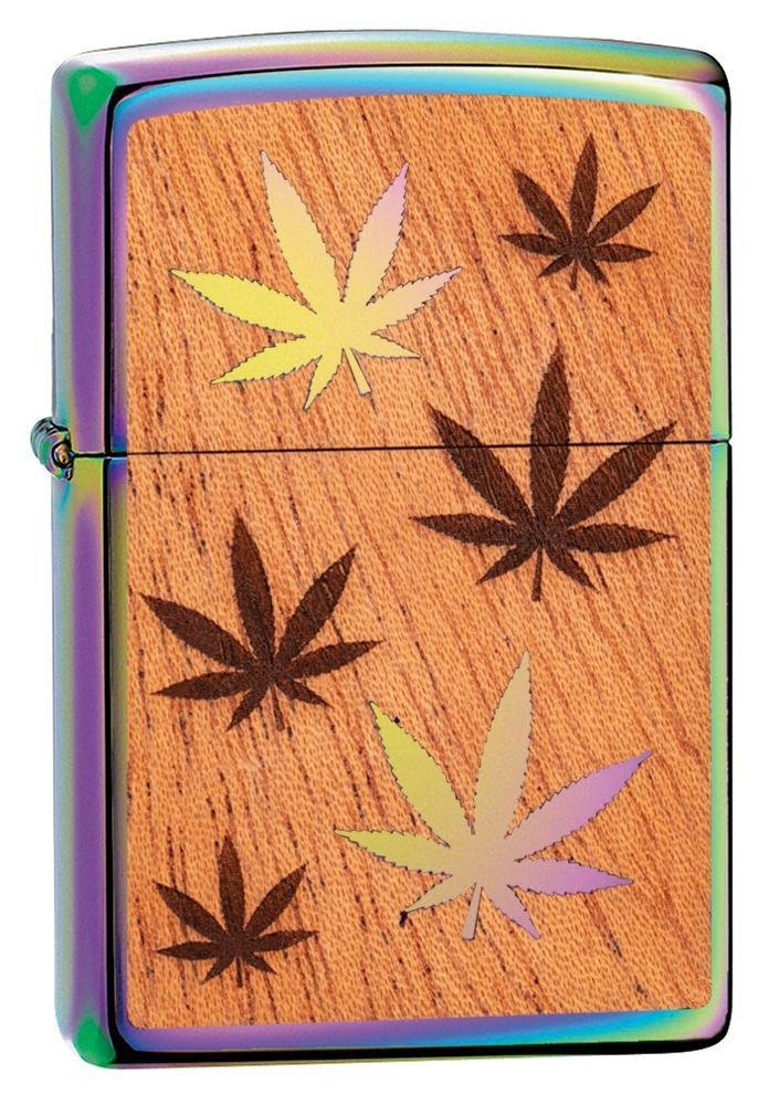 Zippo WOODCHUCK USA Cannabis Leaves, High Polish Spectrum Lighter #29903