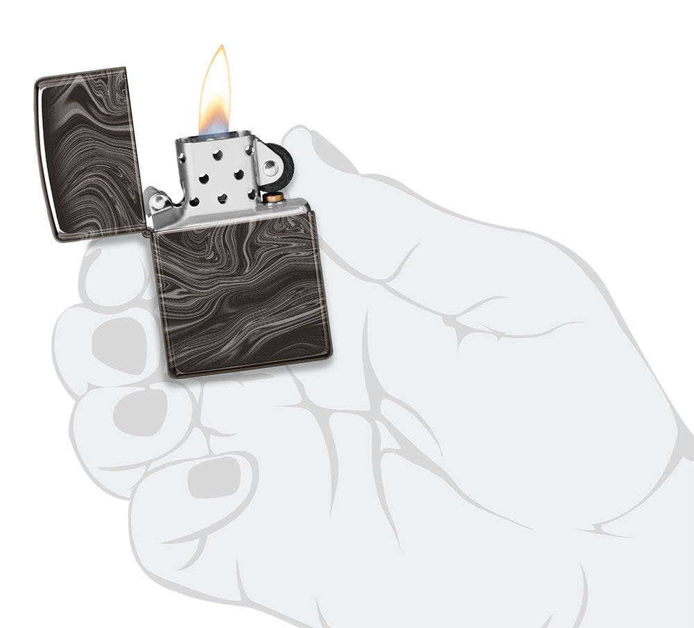 Zippo Marble Pattern 360°, High Polish Black Lighter #49812