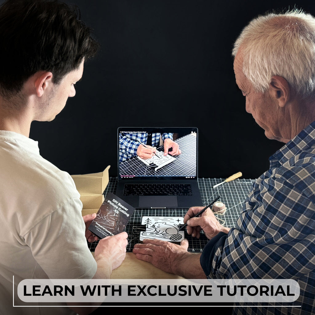 DIY Beaver Carving Kit – Wood Art Set with V-Chisel & Video Guide