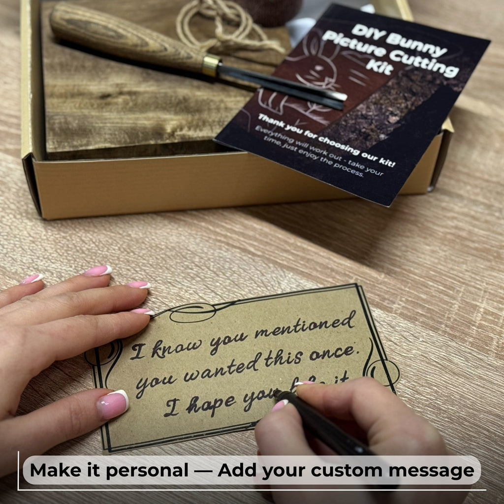 DIY Bunny Carving Kit – Wood Art Set with V-Chisel & Video Guide