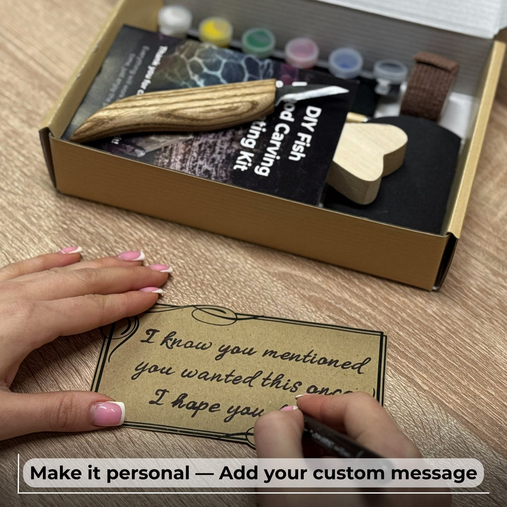 DIY Fish Wood Carving & Painting Kit – Beginner Whittling Set with Video Tutorial