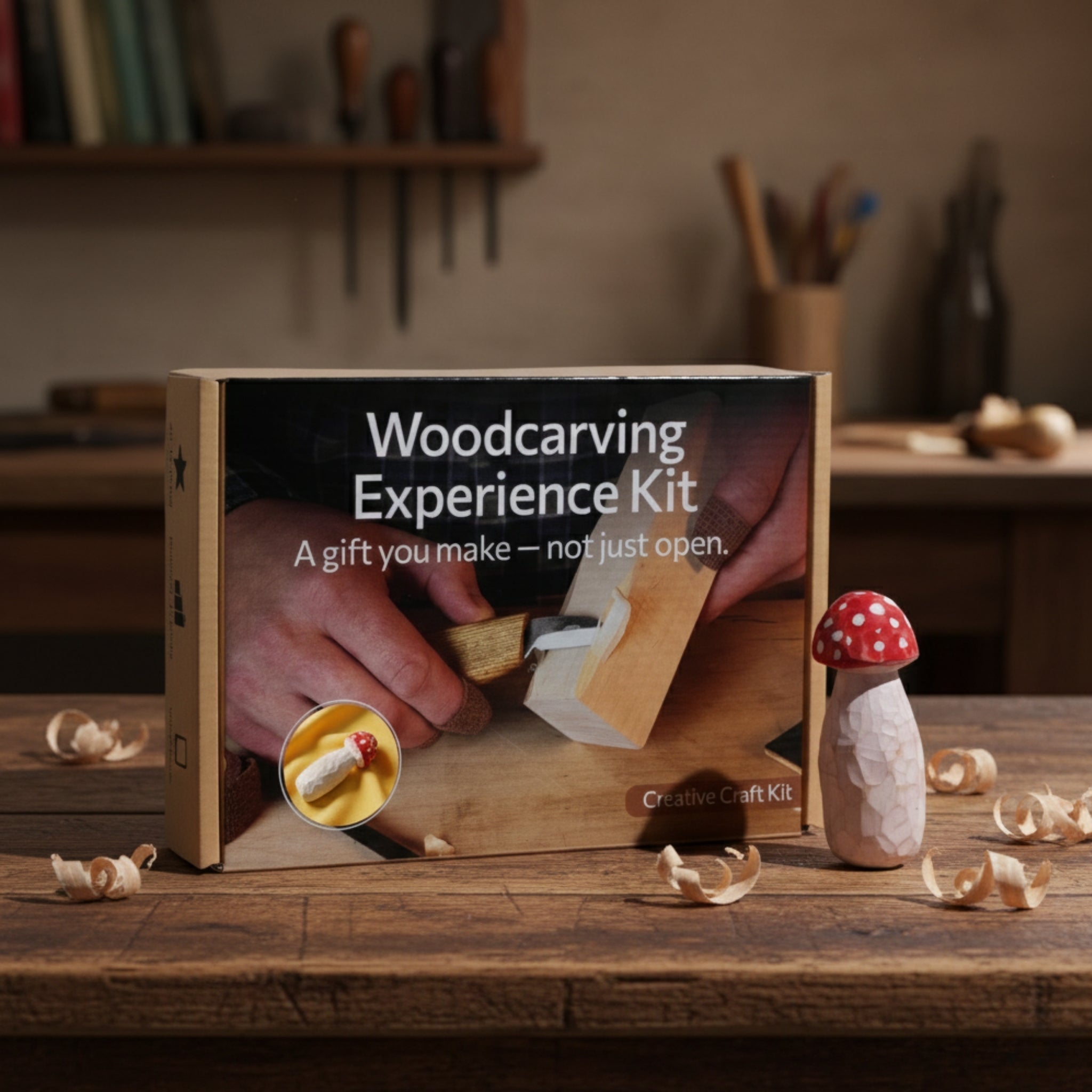 DIY Mushroom Wood Carving & Painting Kit