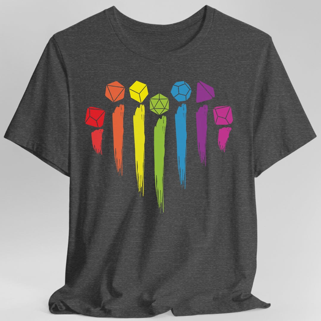 D&D Pride Shirt with Dice Rainbow