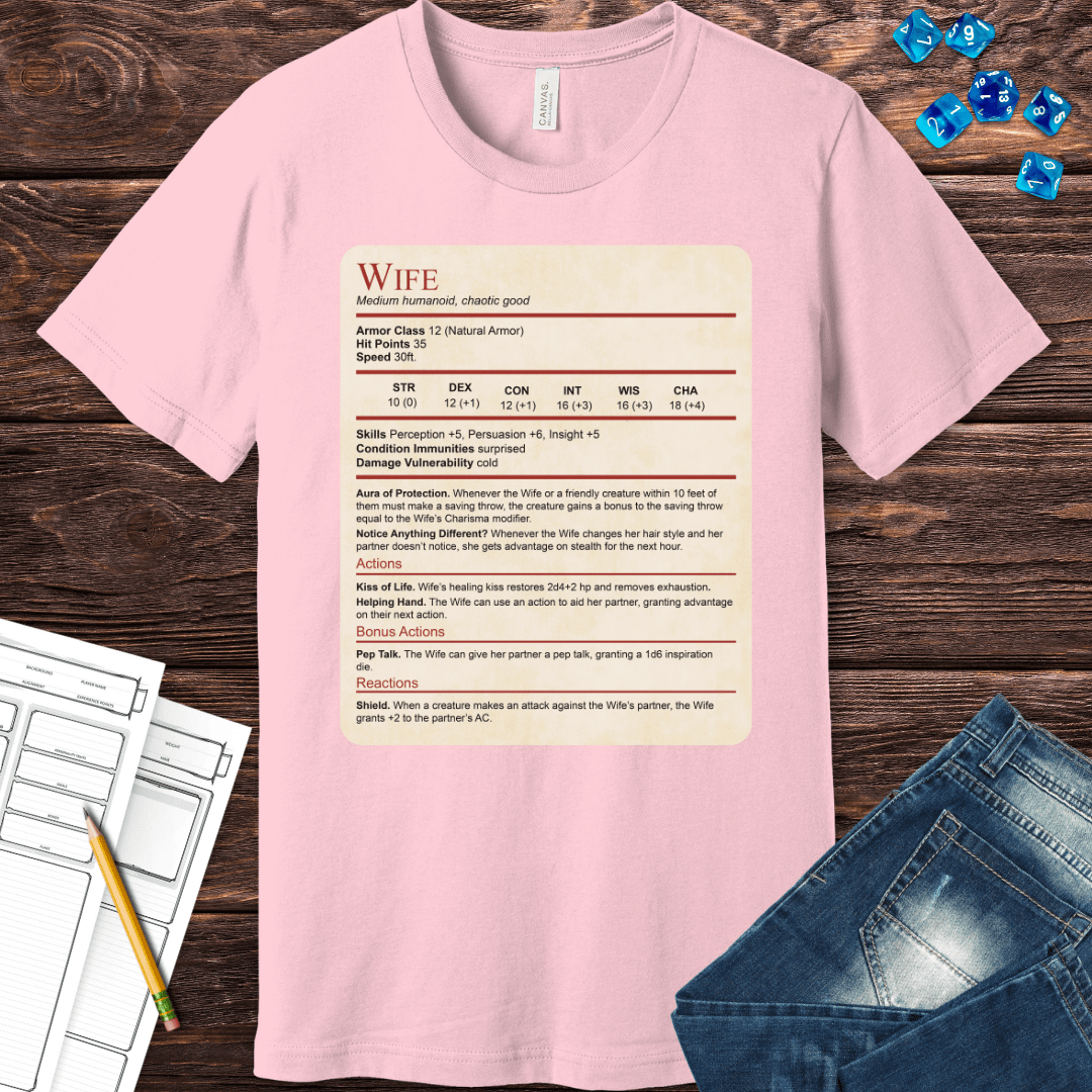 D&D Wife Stat Block T-Shirt
