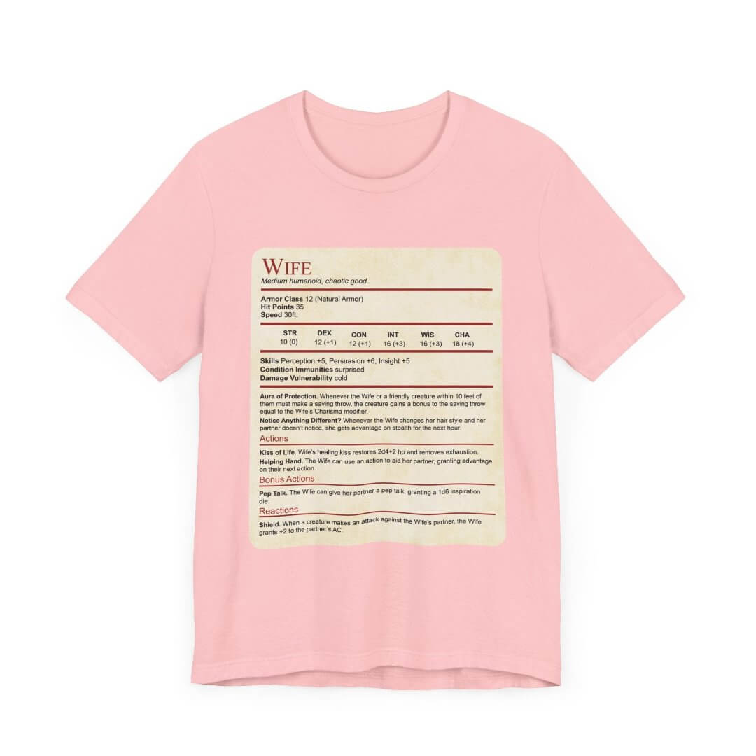 D&D Wife Stat Block T-Shirt