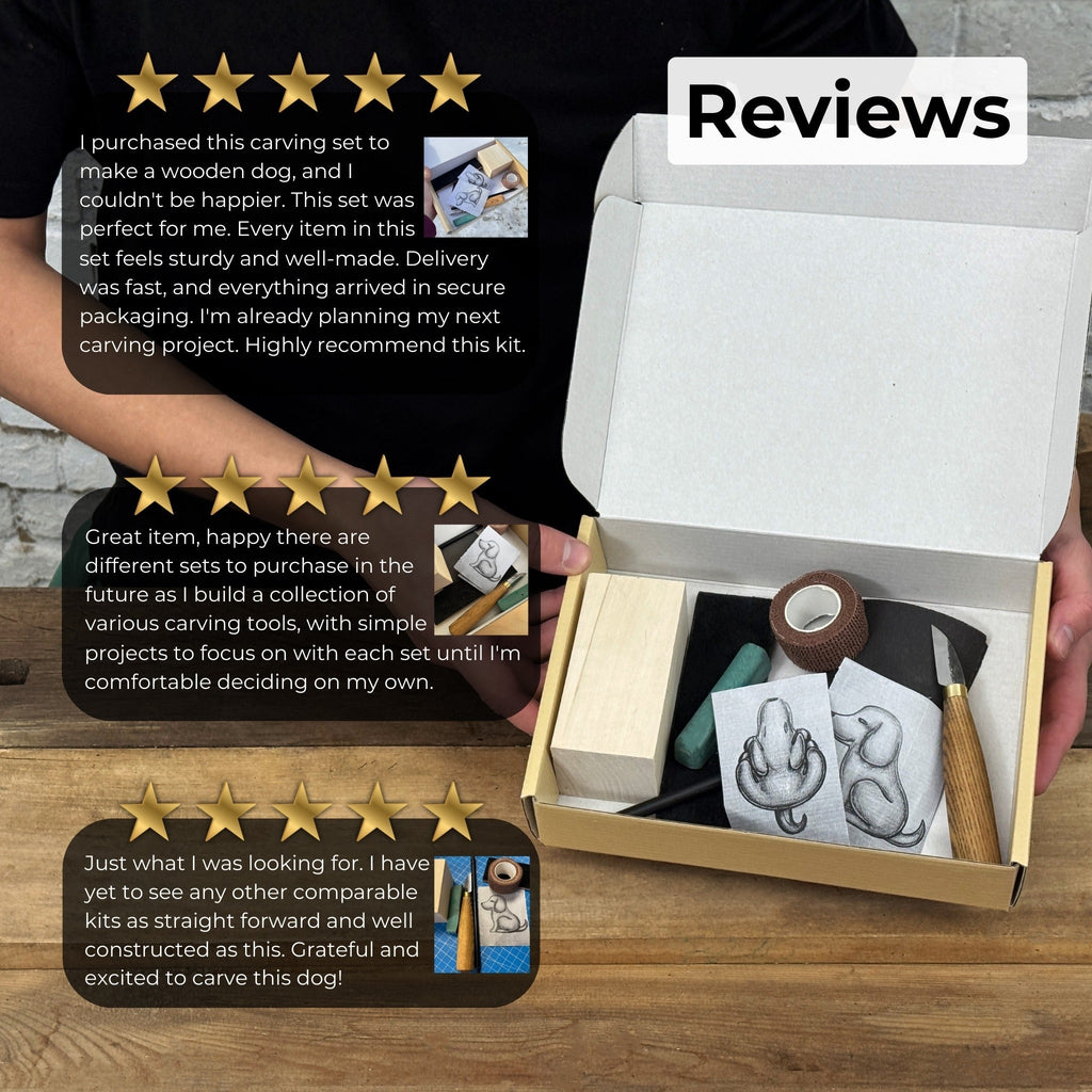 Dog Carving Kit - Complete Starter Whittling Kit for Beginners, Adults, Teens, and Kids