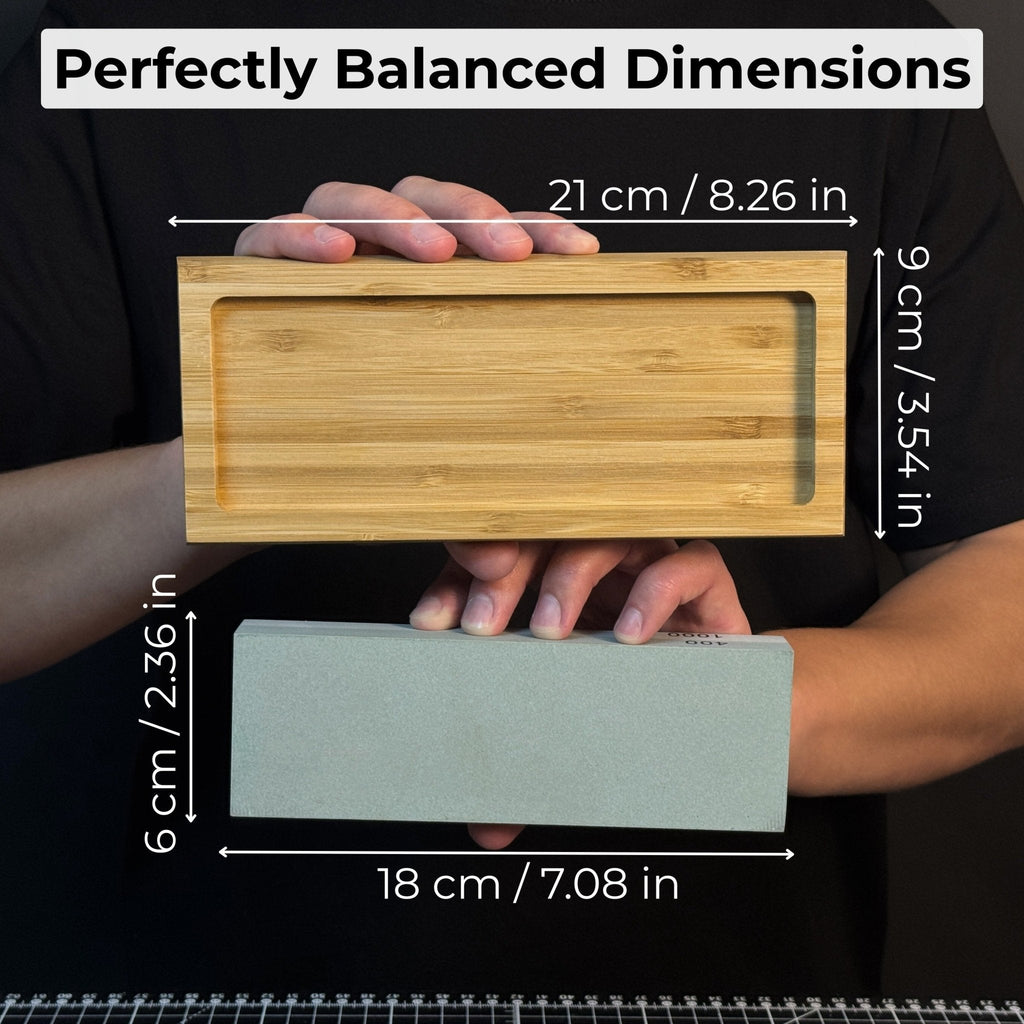 Double-Sided Sharpening Stone with Optional Wooden Stand – Grit #400 / #1000