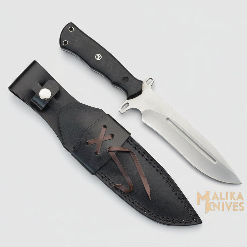 Drop Point Bowie Knife D2 Steel G10 Handle