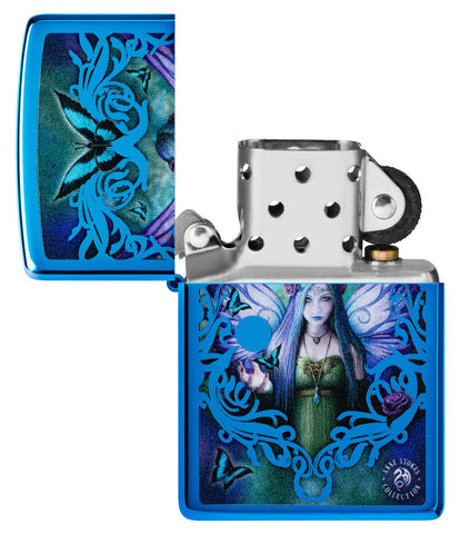 Zippo Anne Stokes Fairy, High Polish Blue Lighter #48985