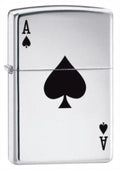 Zippo Lucky Ace Of Spades, High Polish Chrome Lighter #24011
