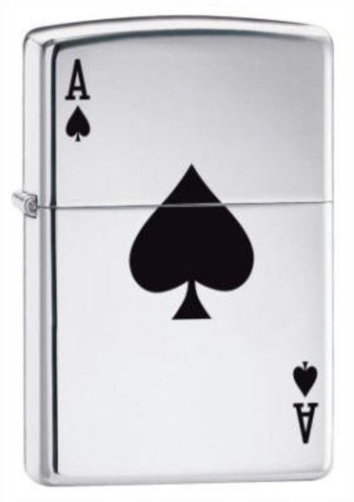 Zippo Lucky Ace Of Spades, High Polish Chrome Lighter #24011
