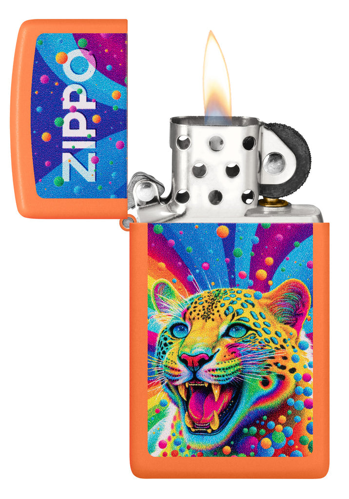 Zippo Slim Leopard Zippo Logo, Orange Matte Lighter #46018