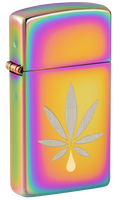 Zippo Slim Cannabis Leaf Laser Two-Tone, Multi Color Lighter #48670