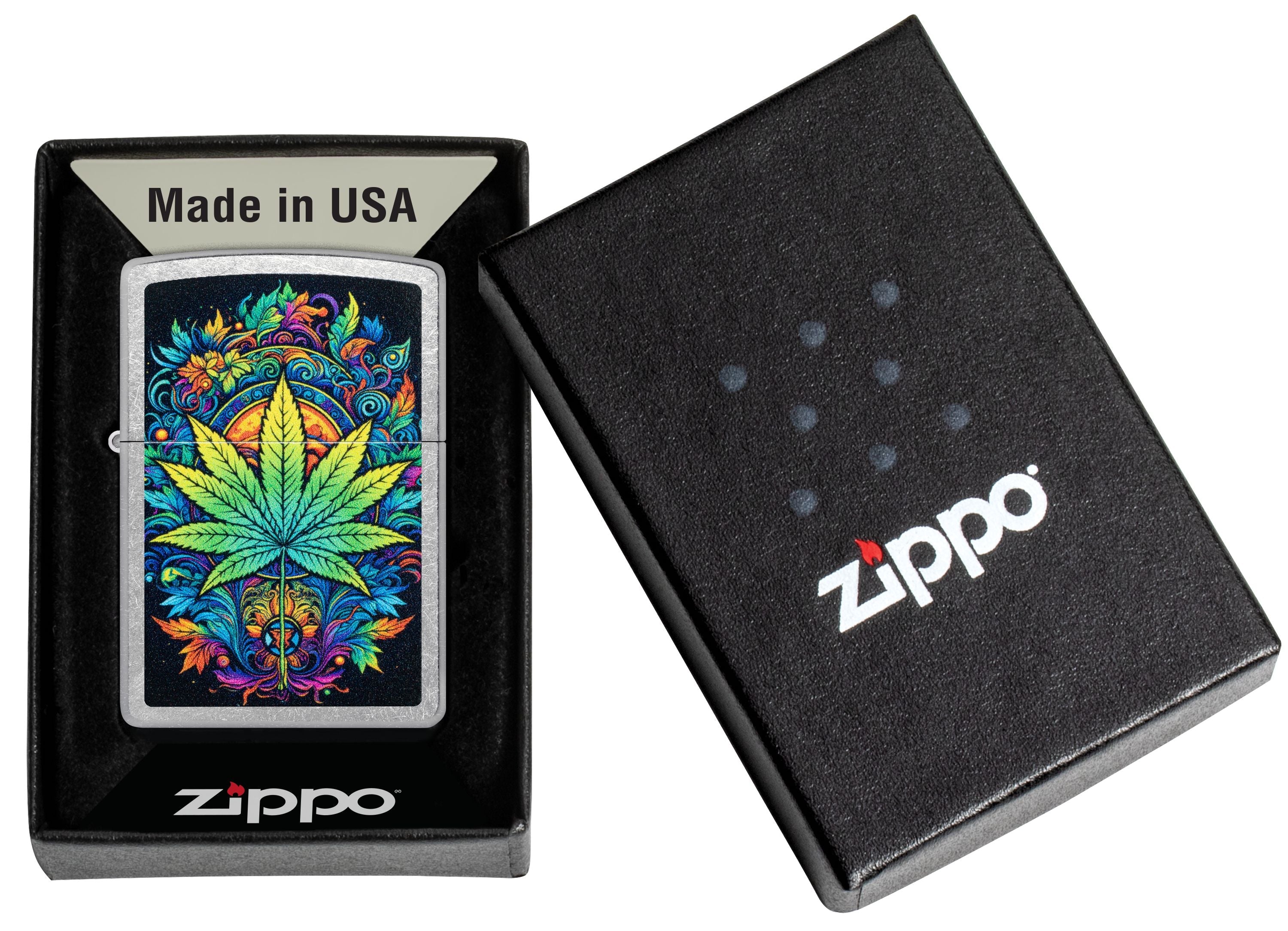 Zippo Psychedelic Cannabis, Street Chrome Lighter #46575