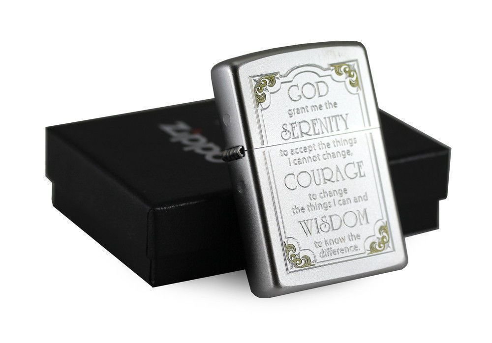 Zippo Serenity Prayer, Satin Chrome Lighter #28458