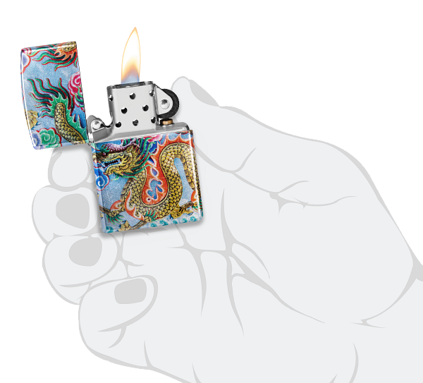 Zippo Asian Dragon, 540° Tumbled Chrome Fusion Lighter #48575