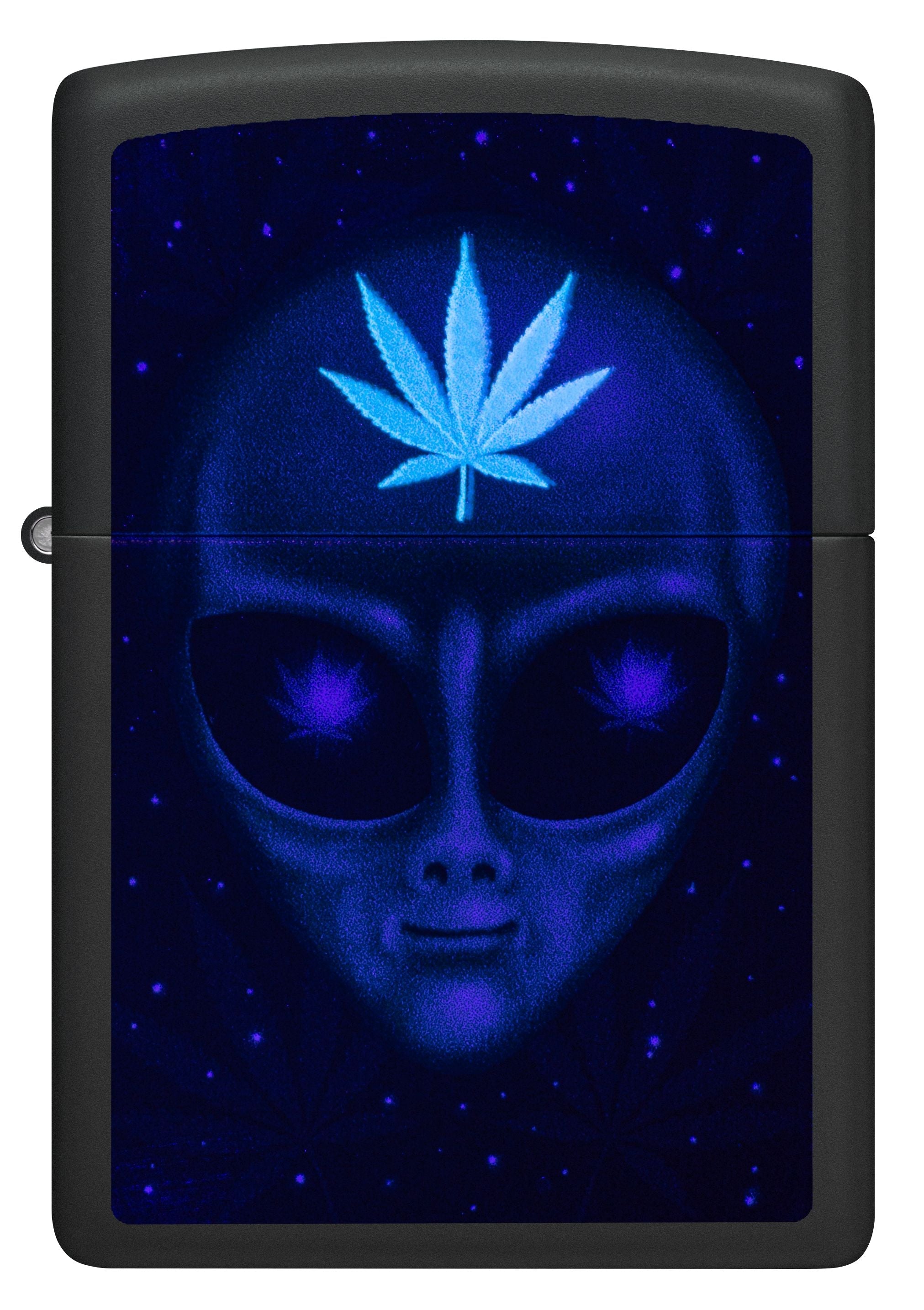 Zippo Alien Cannabis Back Light, Black Matte Lighter #46708