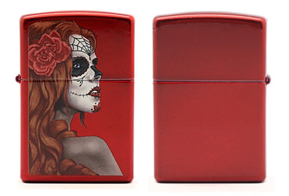 Zippo Day of the Dead Girl, Candy Apple Red Lighter #28830