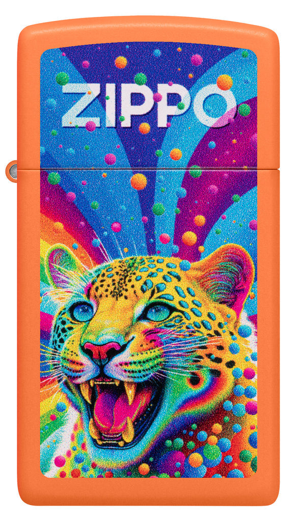 Zippo Slim Leopard Zippo Logo, Orange Matte Lighter #46018