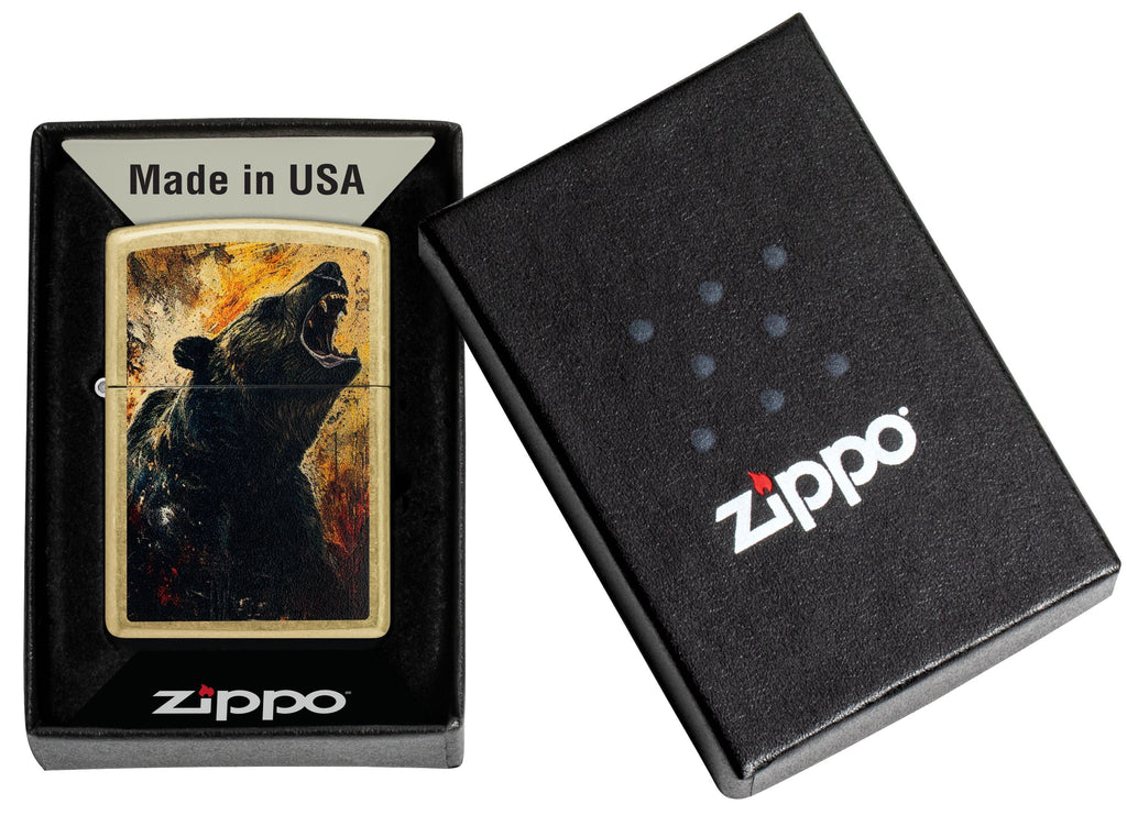 Zippo Roaring Bear, Street Brass Lighter #46695