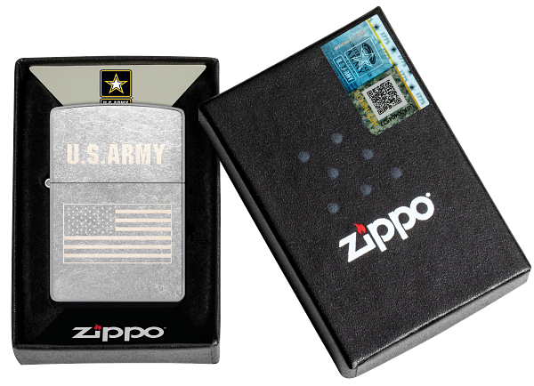 Zippo USA Army Flag, Street Chrome Lighter #48557