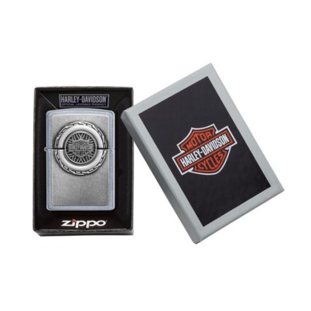 Zippo Harley-Davidson Motorcycle Wheel Emblem, Street Chrome Lighter #49175