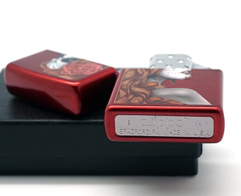 Zippo Day of the Dead Girl, Candy Apple Red Lighter #28830