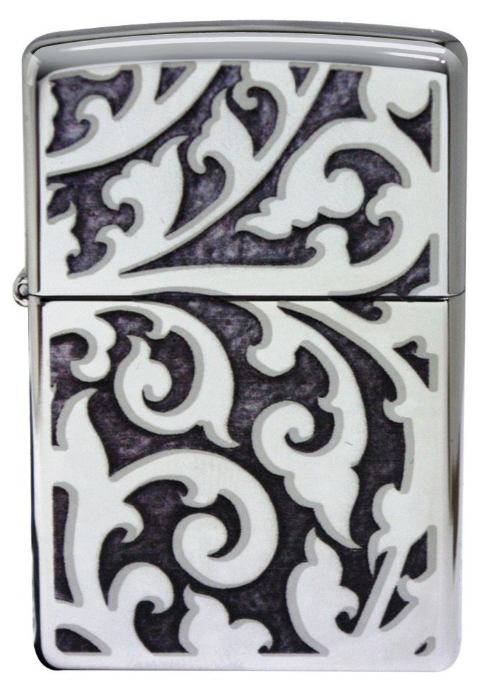Zippo Filigree Floral Pattern, High Polish Chrome Lighter #28530