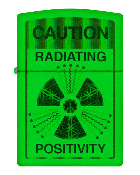 Zippo Caution Radiating Positivity, Glow-in-the-Dark Lighter #46243