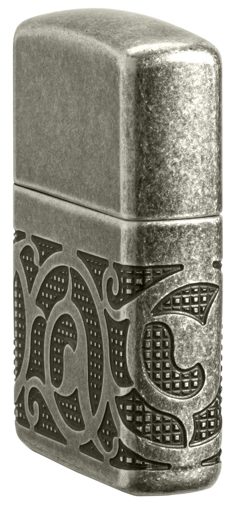 Zippo Armor Pattern MultiCut, Antique Silver Lighter #49290