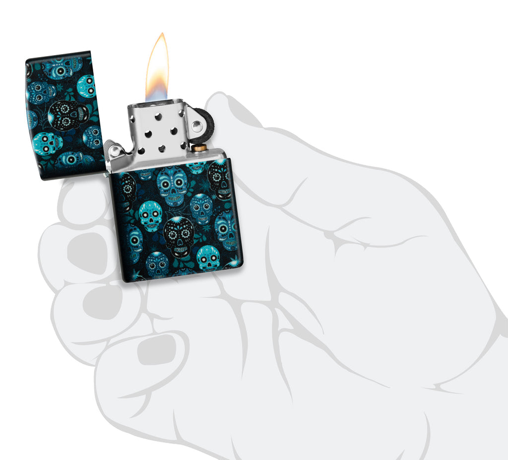 Zippo Sugar Skulls 540°, Glow-in-the-Dark Lighter #46017