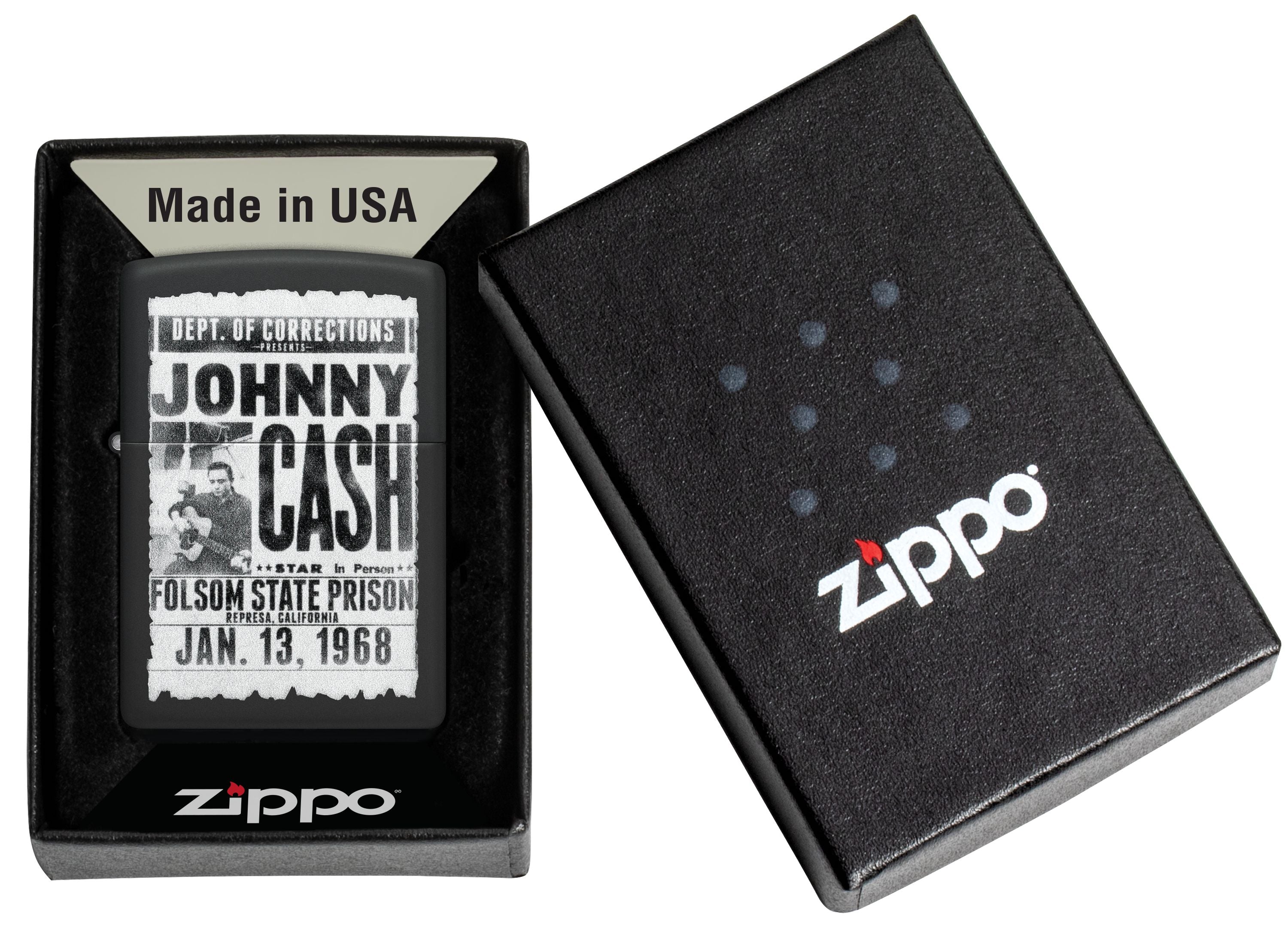 Zippo Music Johnny Cash, Black Matte Lighter #46490