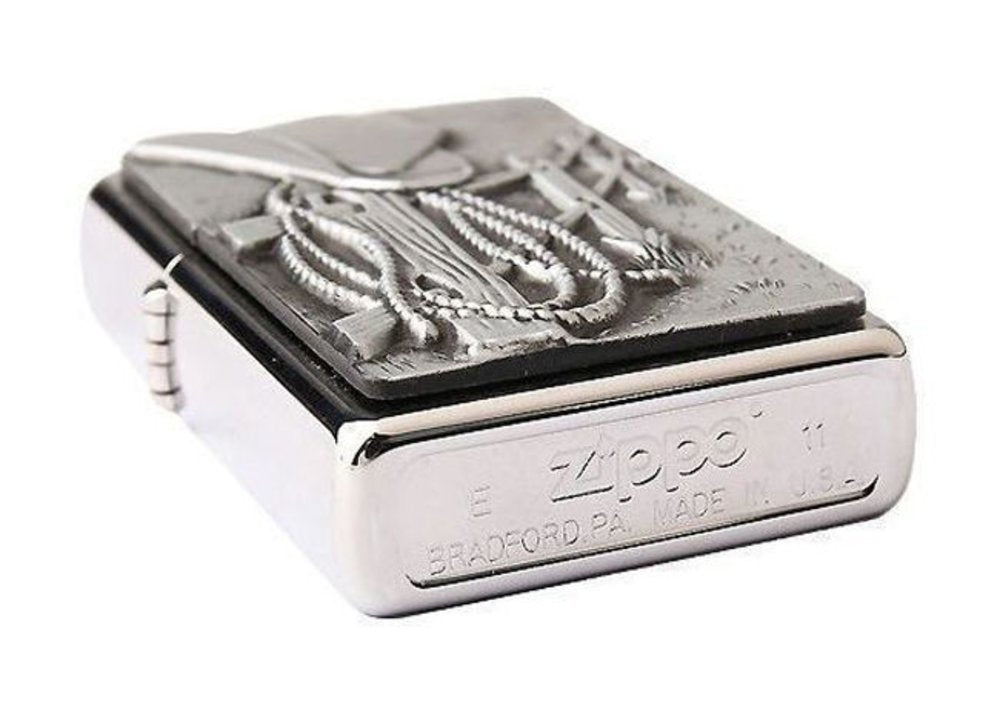 Zippo Resting Cowboy Emblem, Brushed Chrome Lighter #24879