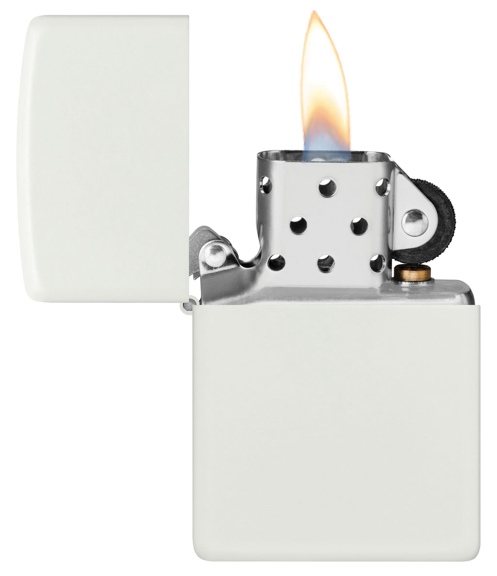 Zippo White Matte Custom & Leather Pouch Gift Set #LPGS-LPCBK-214