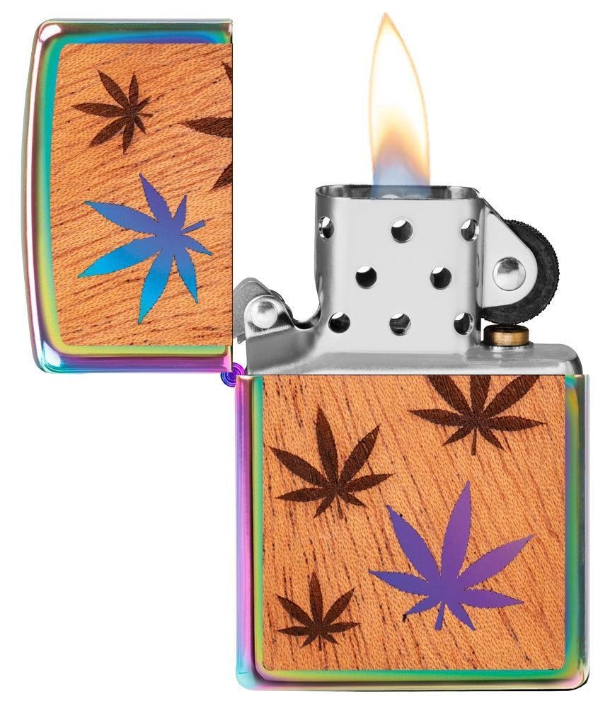 Zippo WOODCHUCK USA Cannabis Leaves, High Polish Spectrum Lighter #29903