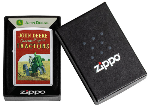 Zippo John Deere Ad, Satin Chrome Lighter #46757