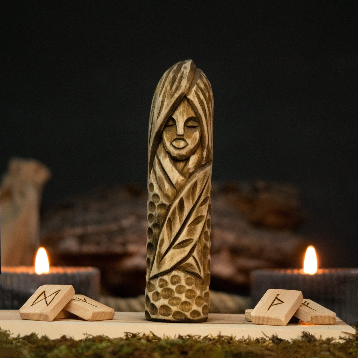 Eir Wooden Figurine - Hand-Carved Norse Goddess of Healing | Relic & Reel