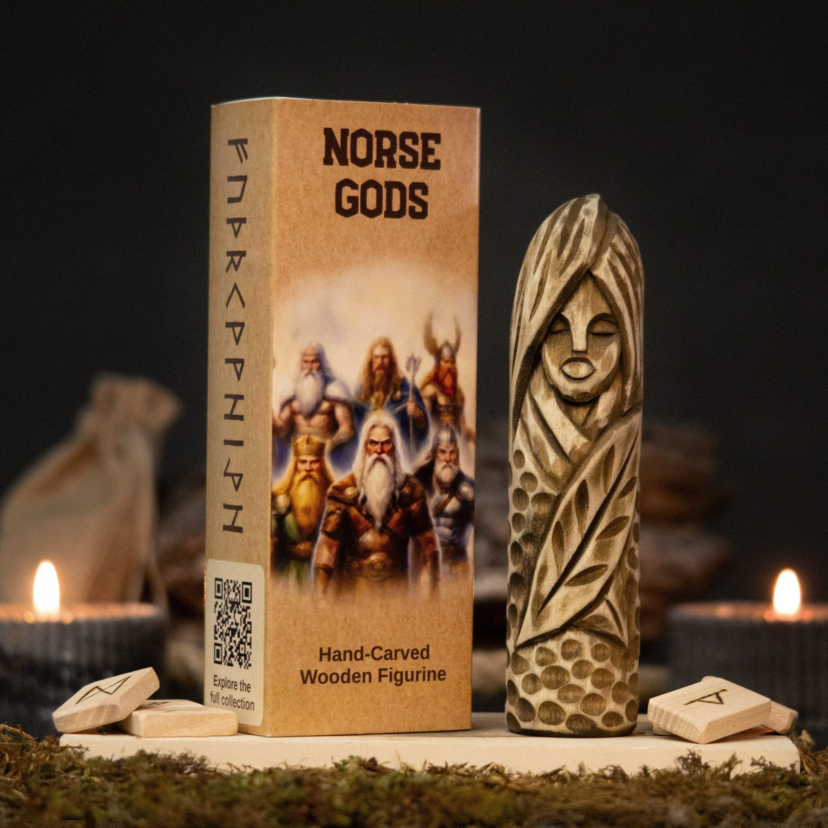 Eir Wooden Figurine - Hand-Carved Norse Goddess of Healing display piece | Relic & Reel